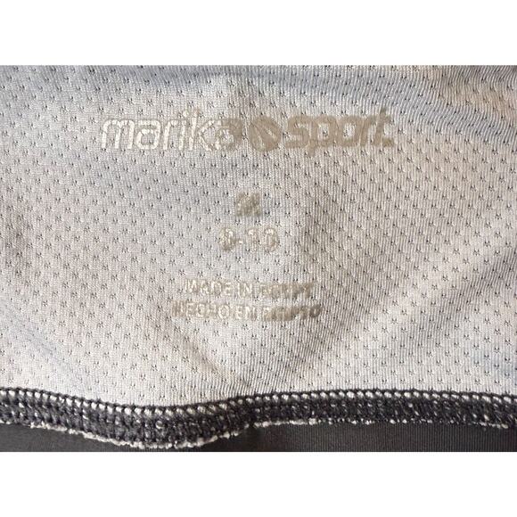 Marika Sport Crop Athletic Leggings M Gray Asphalt Embossed Layered Stripes - Picture 3 of 7